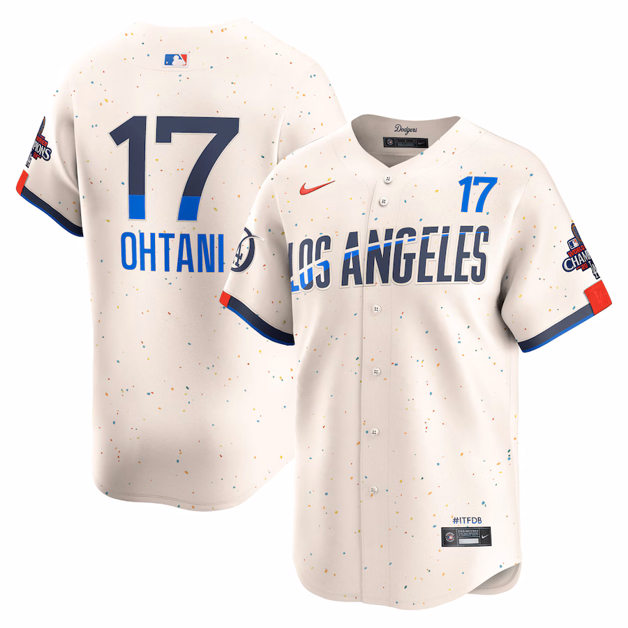Men's Los Angeles Dodgers Shohei Ohtani Nike Cream 2024 World Series Champions City Connect Limited Player Jersey - Puhuasuan