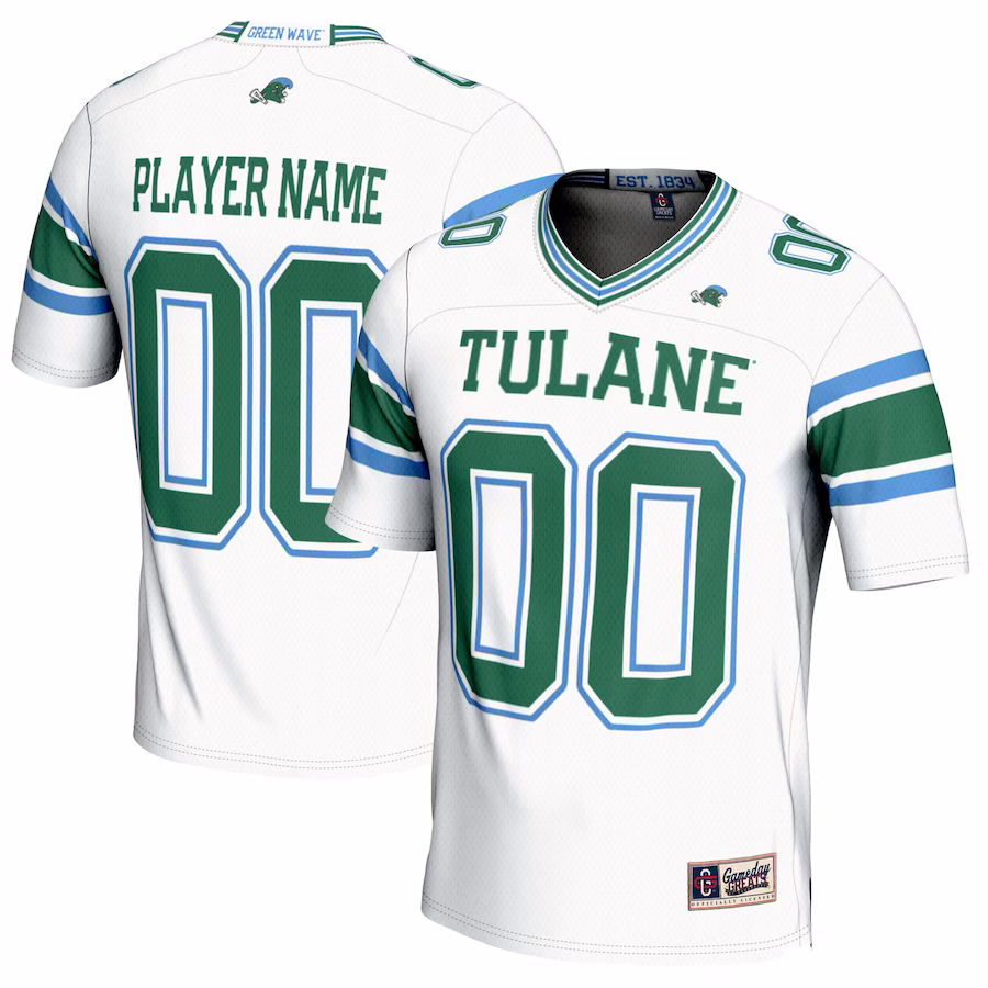 Tulane Green Wave GameDay Greats Youth NIL Pick-A-Player Football Jersey - White - Puhuasuan