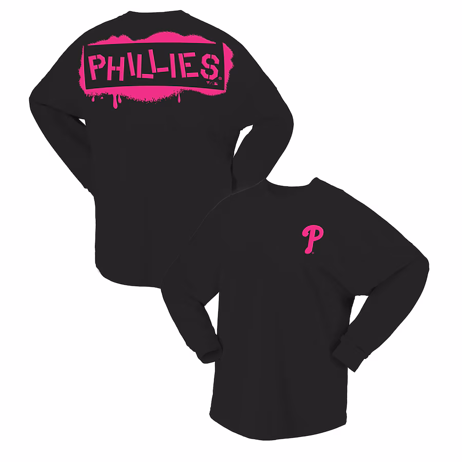 Women's Philadelphia Phillies Fanatics Black Neon Jersey Long Sleeve T-Shirt - Puhuasuan
