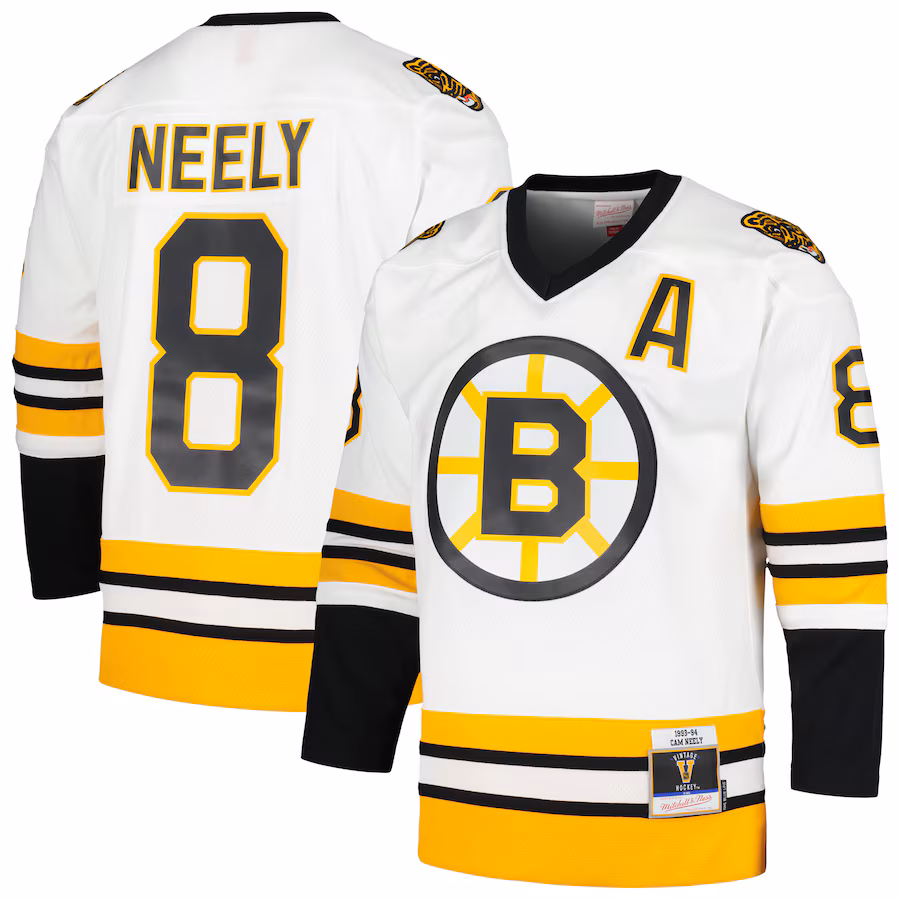 Men's Boston Bruins Cam Neely Mitchell & Ness White 1993/94 Blue Line Player Jersey - Puhuasuan