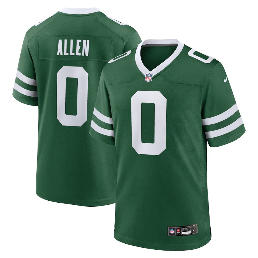 Men's New York Jets Braelon Allen Nike Legacy Green Game Jersey - Puhuasuan
