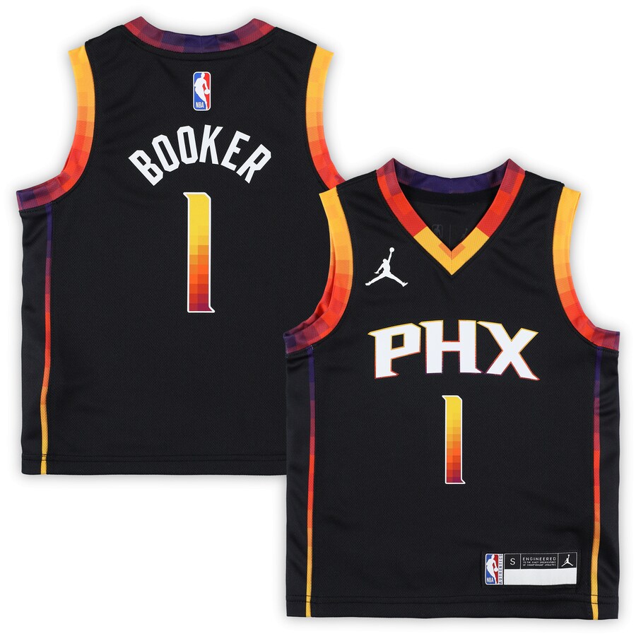 Preschool Phoenix Suns Devin Booker Jordan Brand Black 2022/23 Swingman Jersey - Statement Edition - Puhuasuan
