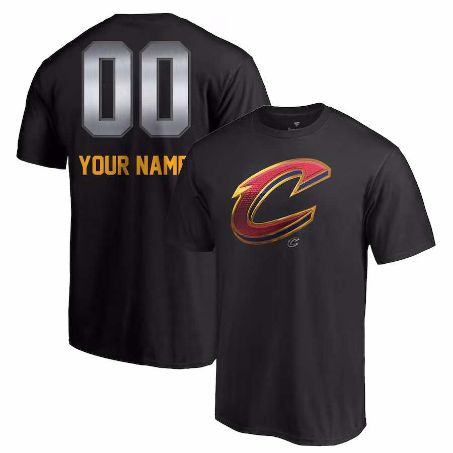 Men's Cleveland Cavaliers Black Midnight Mascot Personalized Name & Number T-Shirt - Puhuasuan