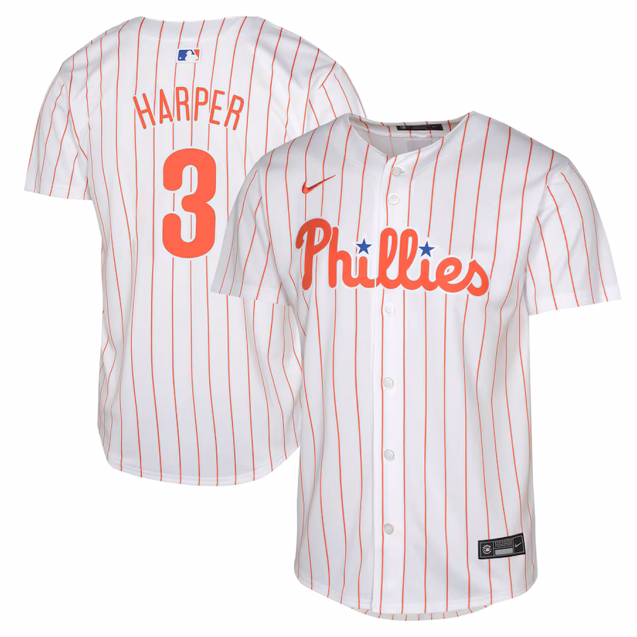 Youth Philadelphia Phillies Bryce Harper Nike White Limited Player Jersey - Puhuasuan