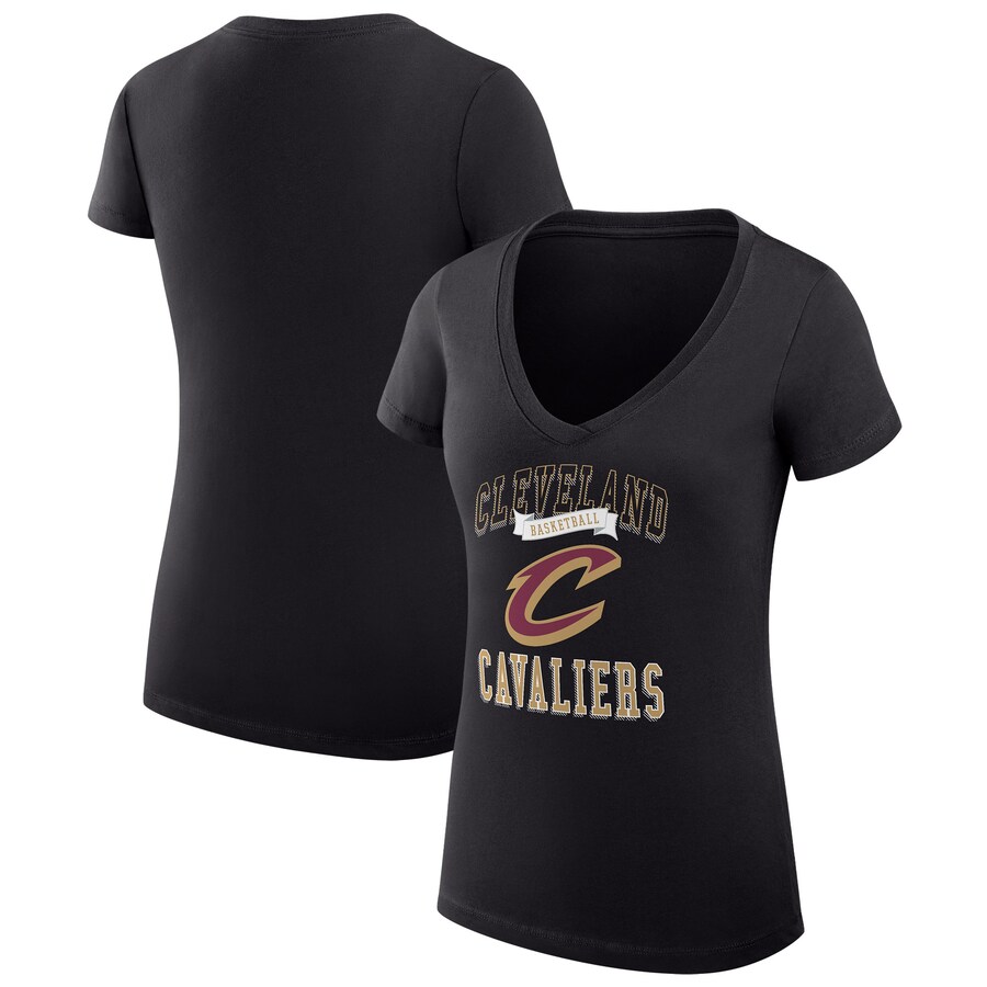 Women's Cleveland Cavaliers G-III 4Her by Carl Banks Black Team Logo Fitted V-Neck T-Shirt - Puhuasuan