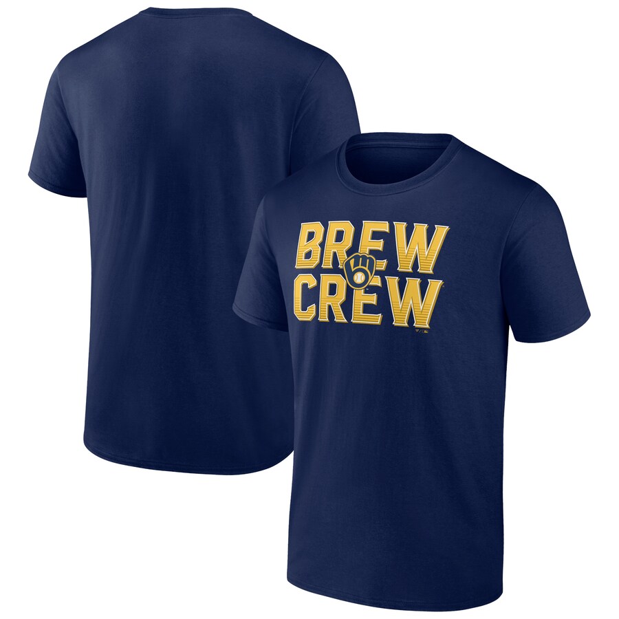 Men's Milwaukee Brewers Navy Hometown Brew Crew Fancy T-Shirt - Puhuasuan