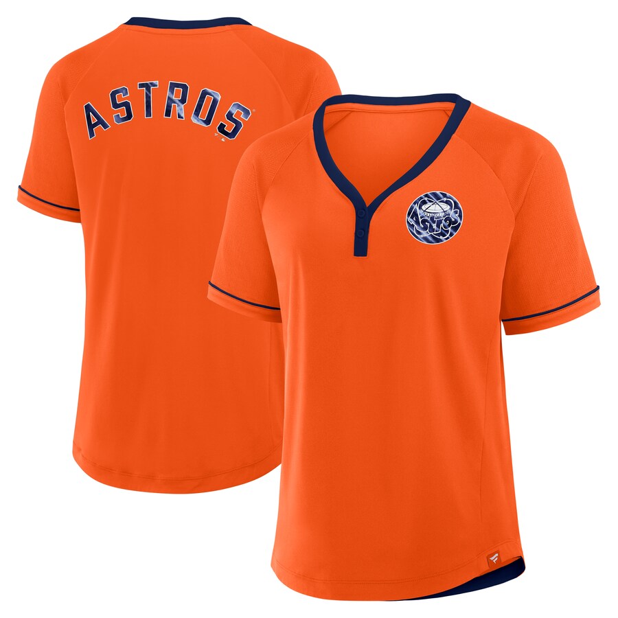 Women's Houston Astros Fanatics Orange Cooperstown Collection League Diva Raglan V-Neck T-Shirt - Puhuasuan