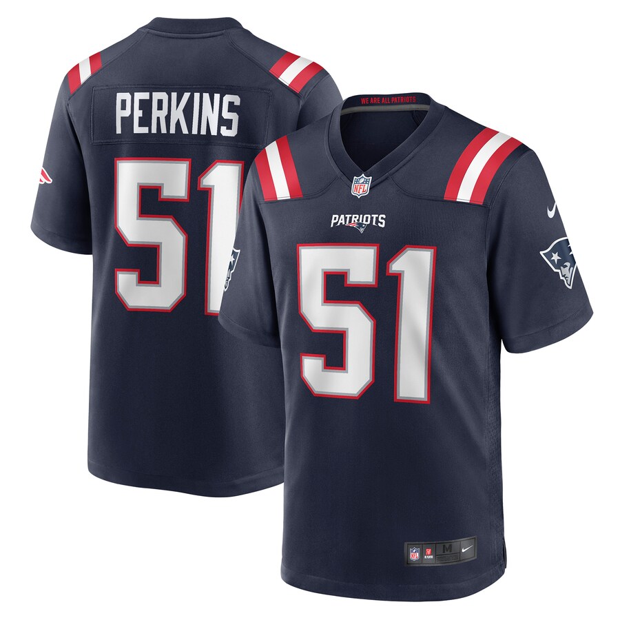 Men's New England Patriots Ronnie Perkins Nike Navy Game Jersey - Puhuasuan