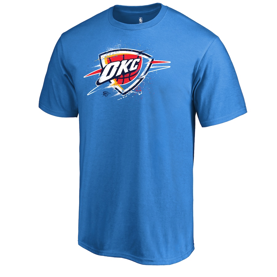 Men's Oklahoma City Thunder Blue Splatter Logo T-Shirt - Puhuasuan