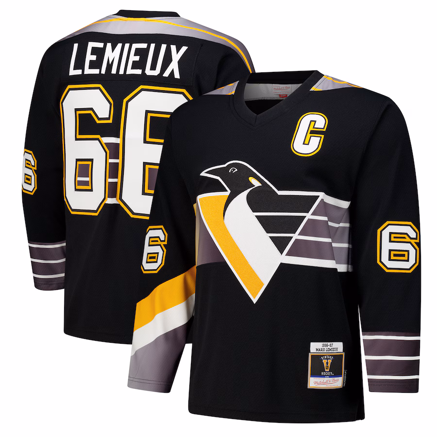 Men's Pittsburgh Penguins Mario Lemieux Black 1996-97 Power Play Jersey - Puhuasuan