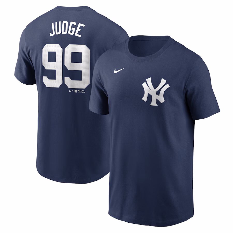 Men's New York Yankees Aaron Judge Nike Navy Fuse Name & Number T-Shirt - Puhuasuan