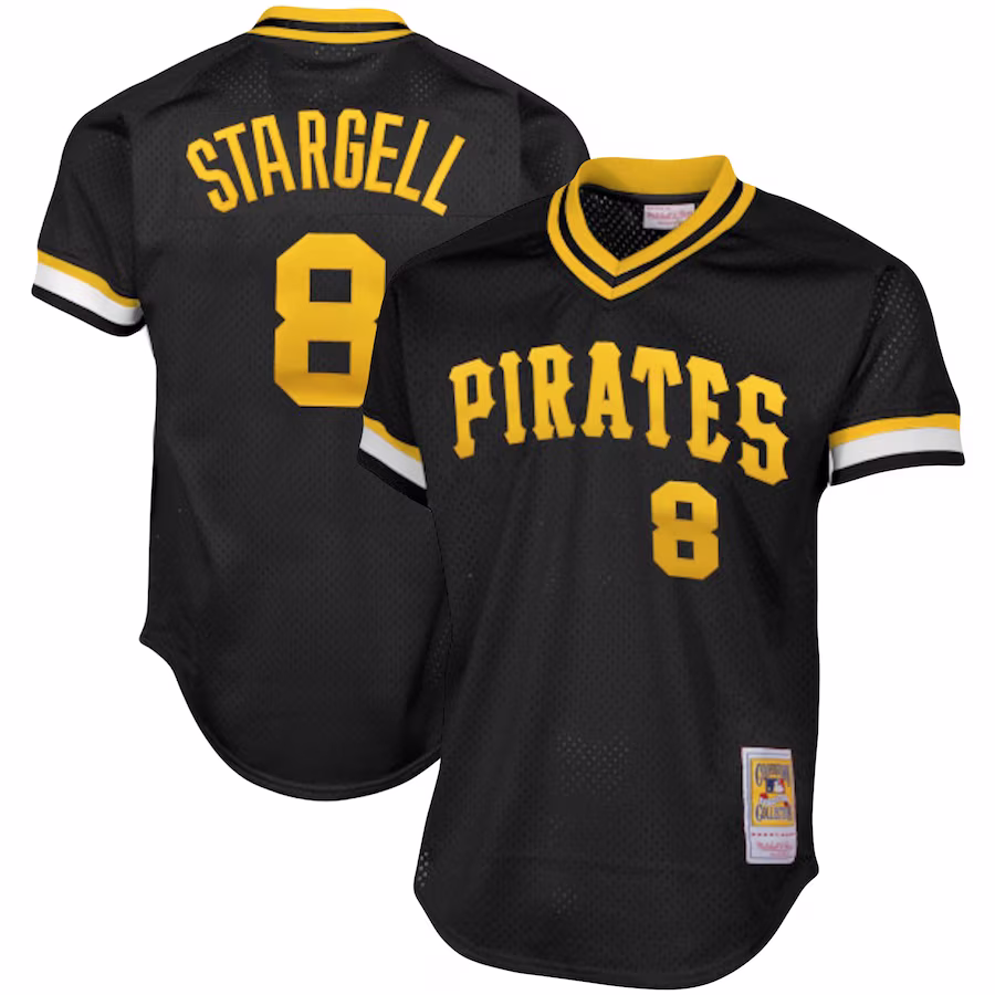 Men's Pittsburgh Pirates Willie Stargell Mitchell & Ness Black Cooperstown Collection Big & Tall Mesh Batting Practice Jersey - Puhuasuan