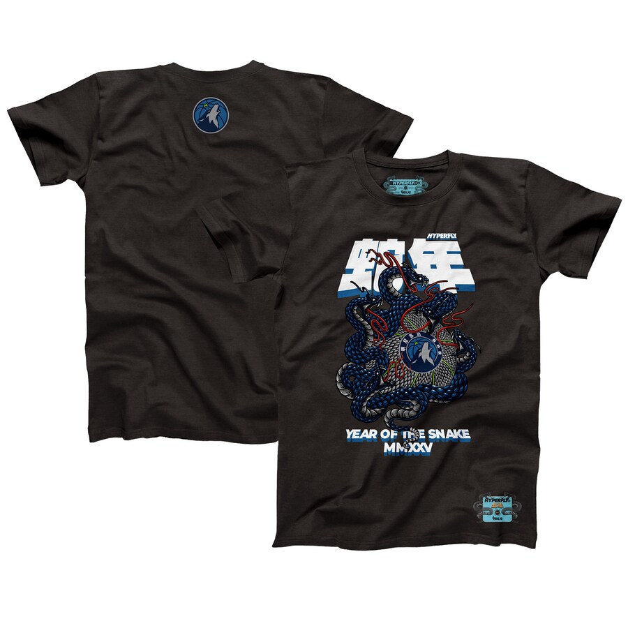 Unisex Minnesota Timberwolves NBALab x Hyperfly Heather Black Year of the Snake Lunar New Year Collection T-Shirt - Puhuasuan