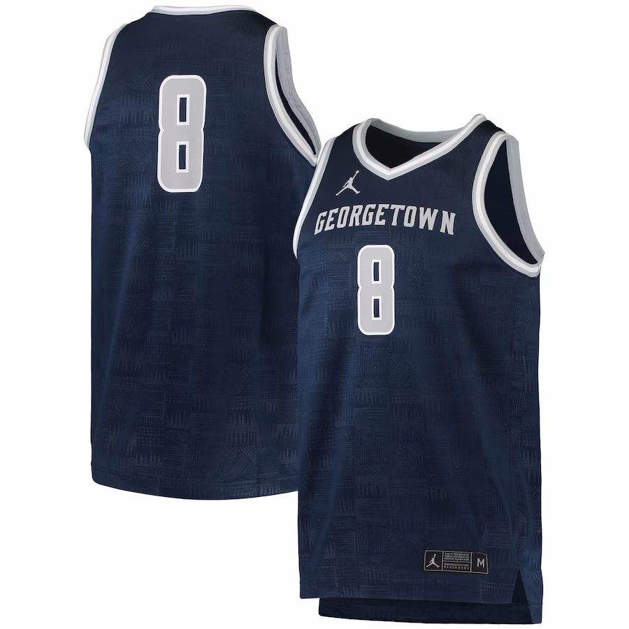 Men's Jordan Brand #8 Navy Georgetown Hoyas Team Replica Basketball Jersey - Puhuasuan