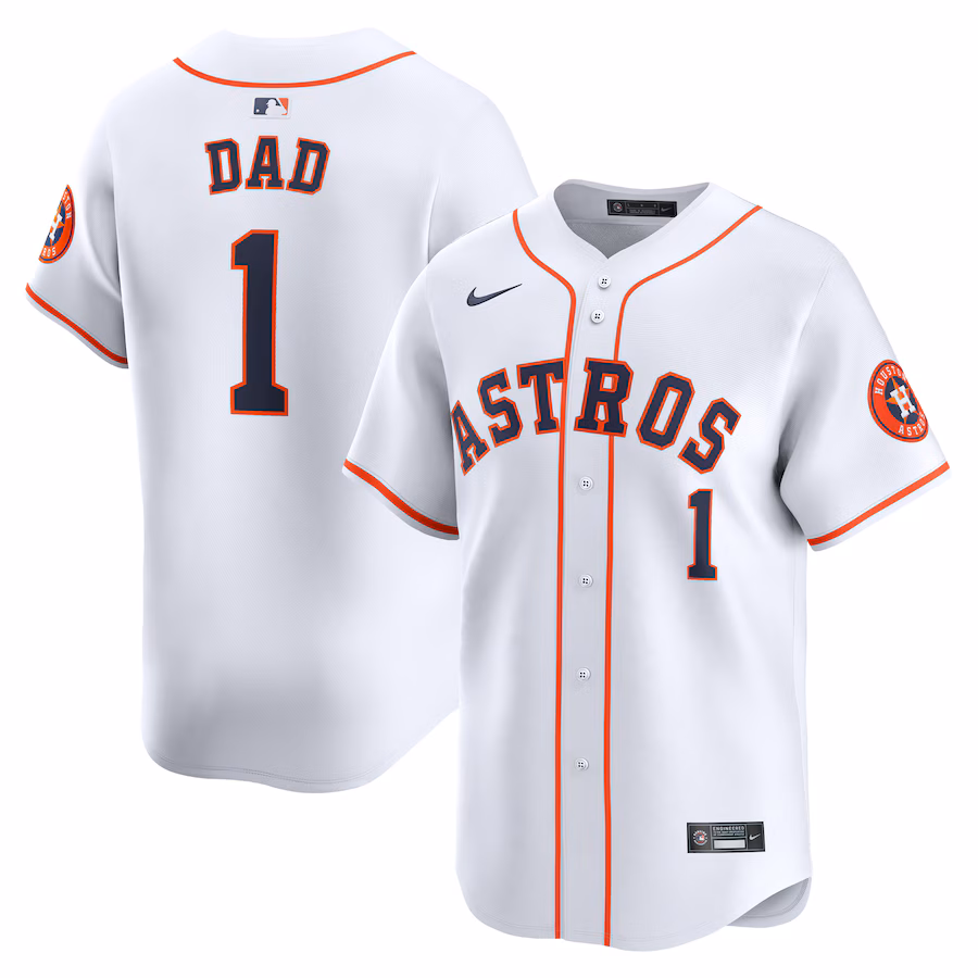 Men's Houston Astros Nike White #1 Dad Home Limited Jersey - Puhuasuan