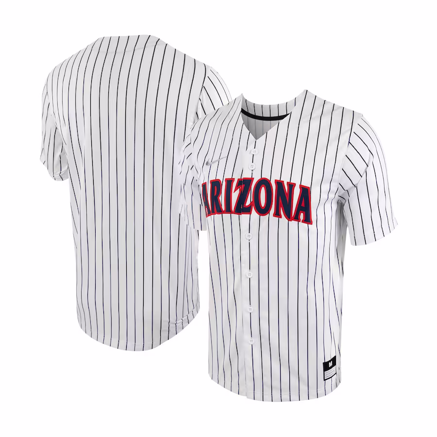 Arizona Wildcats Nike Pinstripe Replica Full-Button Baseball Jersey - White/Navy - Puhuasuan