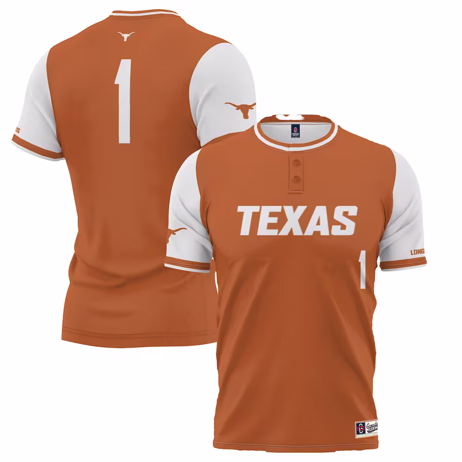 #1 Texas Longhorns GameDay Greats Youth Lightweight Softball Jersey - Burnt Orange - Puhuasuan