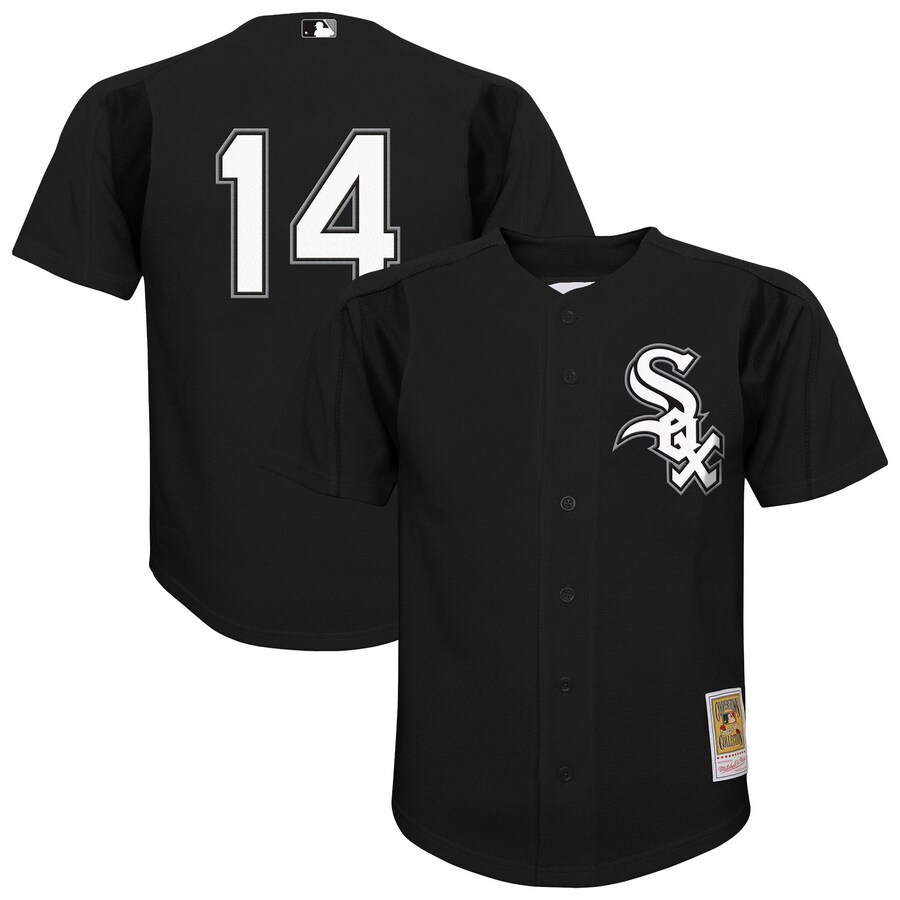 Youth Chicago White Sox Paul Konerko Mitchell & Ness Black Mesh Batting Practice Jersey - Puhuasuan