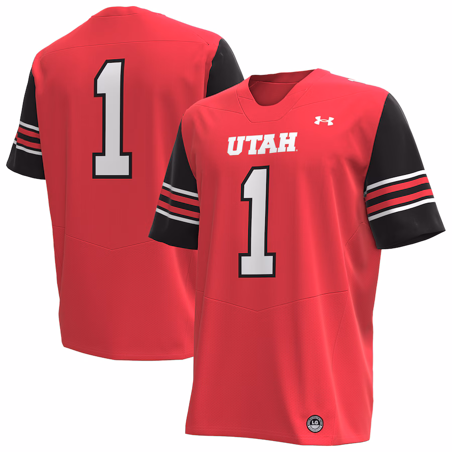 Men's Under Armour #1 Red Utah Utes Replica Football Jersey - Puhuasuan