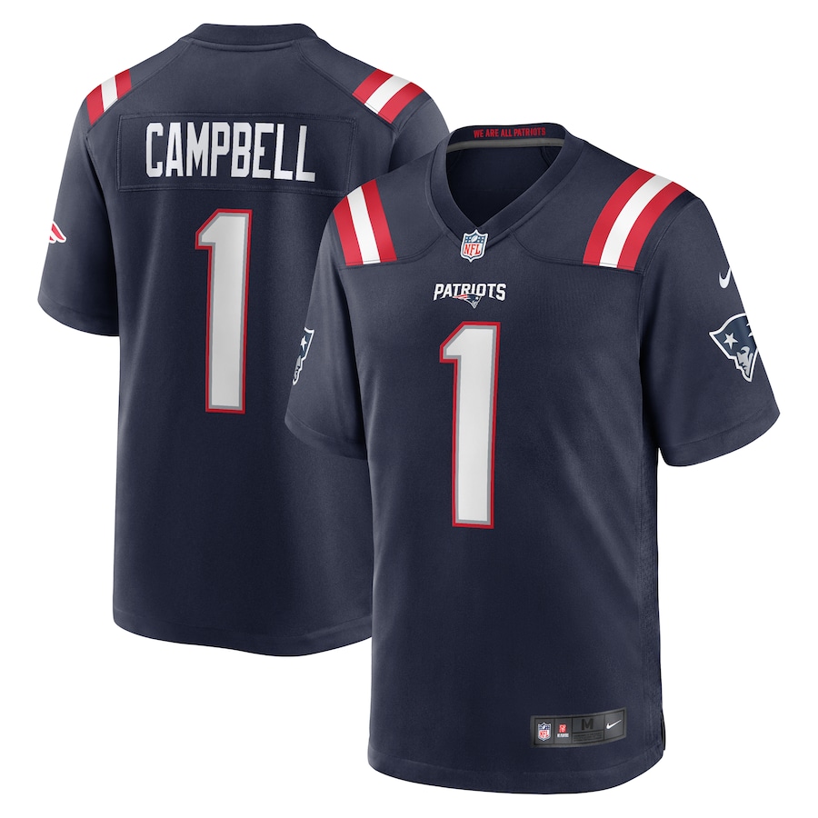 Men's New England Patriots Will Campbell Nike Navy 2025 NFL Draft First Round Pick Game Jersey - Puhuasuan