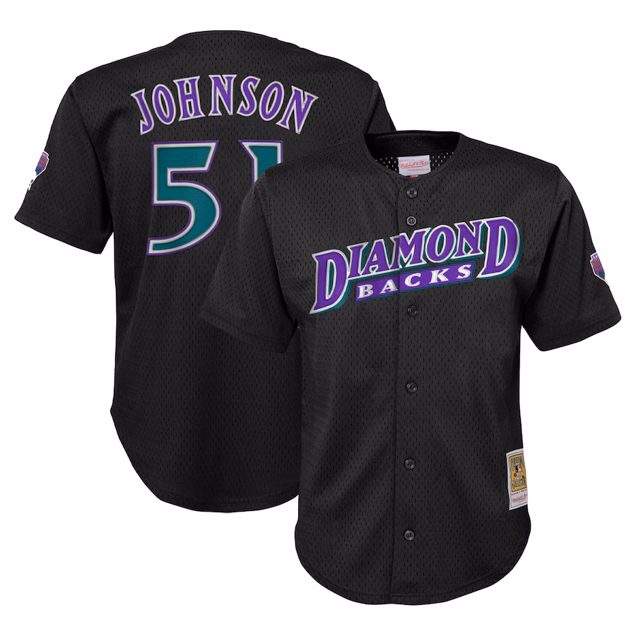 Youth Arizona Diamondbacks Randy Johnson Mitchell & Ness Black Cooperstown Collection Mesh Batting Practice Jersey - Puhuasuan