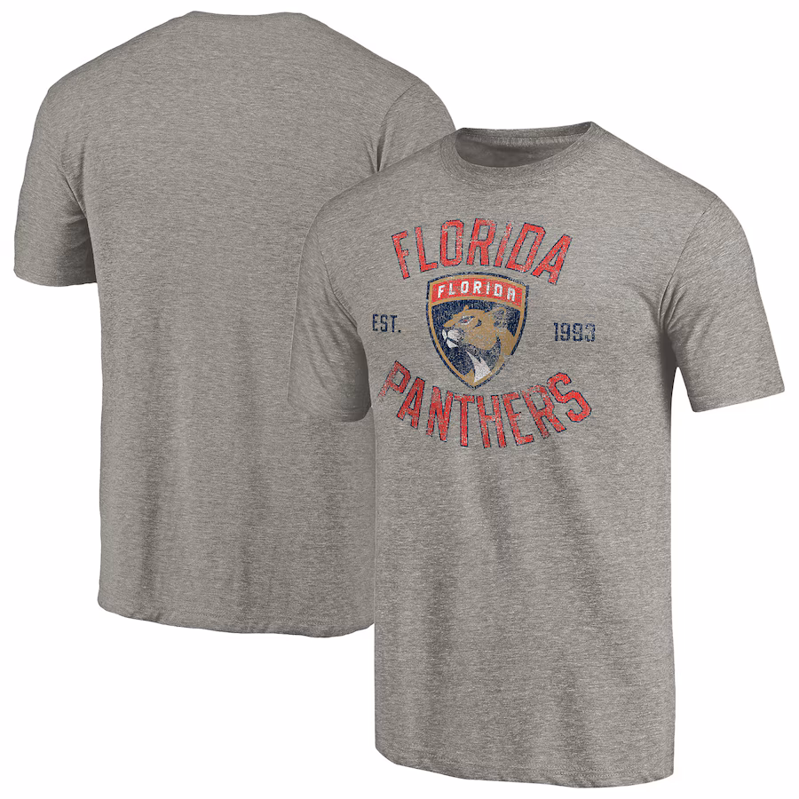 Men's Florida Panthers Ash Heritage Tri-Blend T-Shirt - Puhuasuan