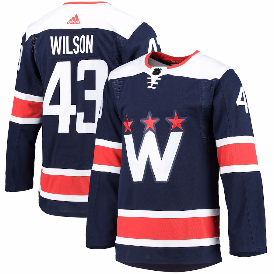 Men's Washington Capitals Tom Wilson adidas Navy Alternate Primegreen Authentic Player Jersey - Puhuasuan