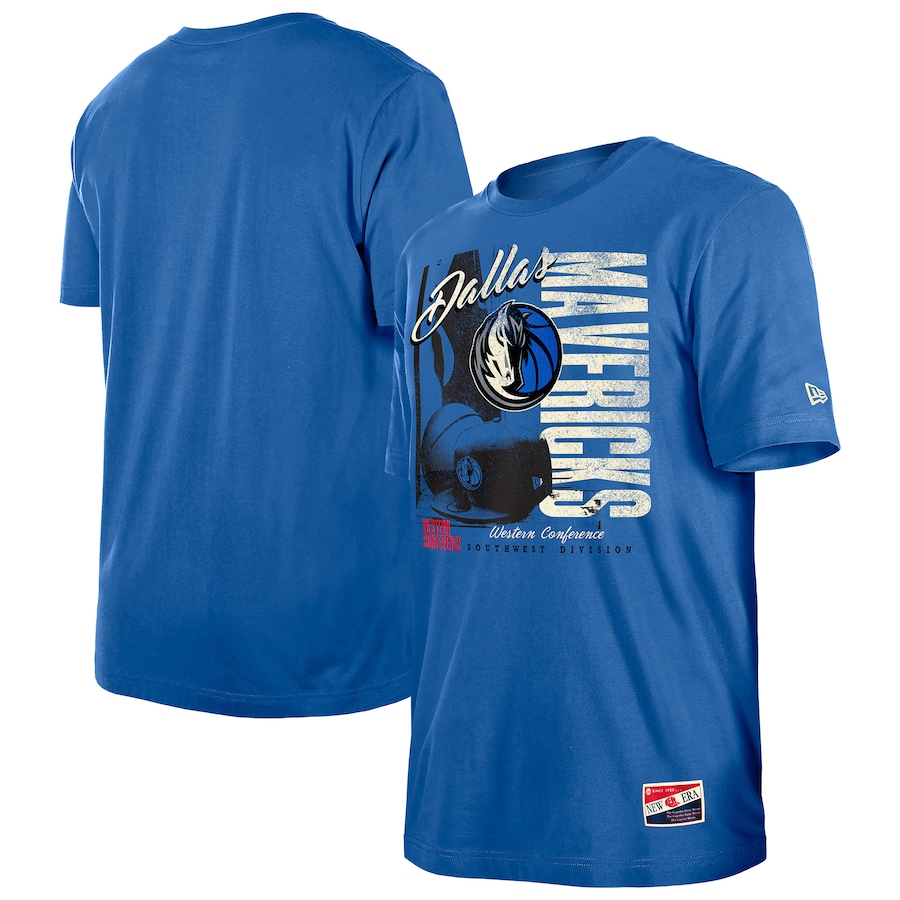 Men's Dallas Mavericks  New Era Blue Distressed Throwback Vintage Color Pack T-Shirt - Puhuasuan