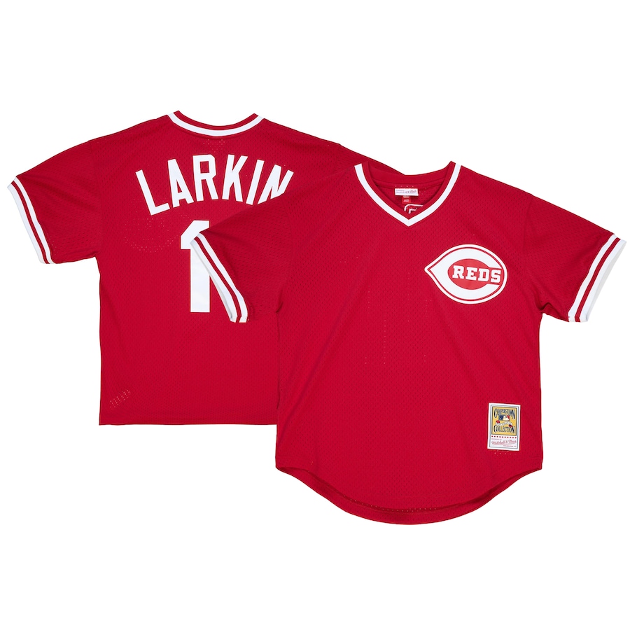 Youth Cincinnati Reds Barry Larkin Mitchell & Ness Red Cooperstown Collection Mesh Batting Practice Jersey - Puhuasuan