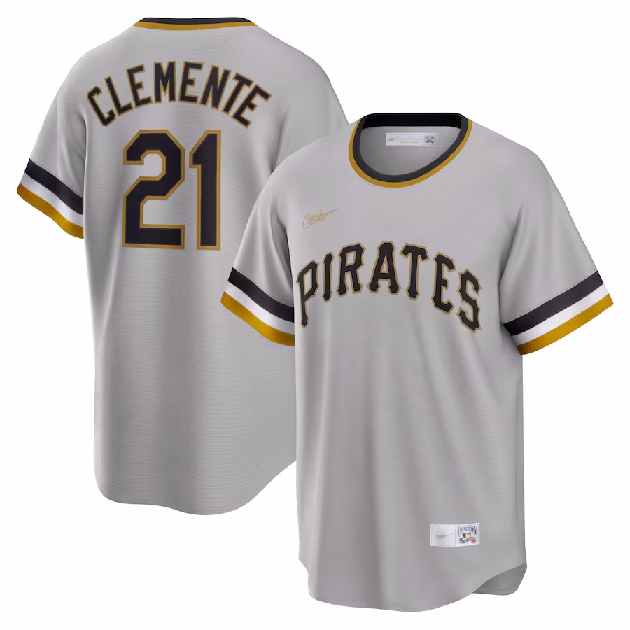 Men's Pittsburgh Pirates Roberto Clemente Nike Gray Road Cooperstown Collection Player Jersey - Puhuasuan