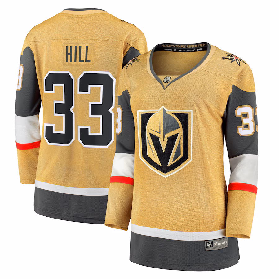 Women's Vegas Golden Knights Adin Hill Fanatics Gold Home Breakaway Player Jersey - Puhuasuan
