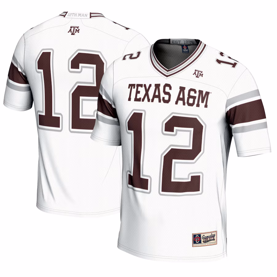 #12 Texas A&M Aggies GameDay Greats Football Lightweight Fashion Jersey - White - Puhuasuan