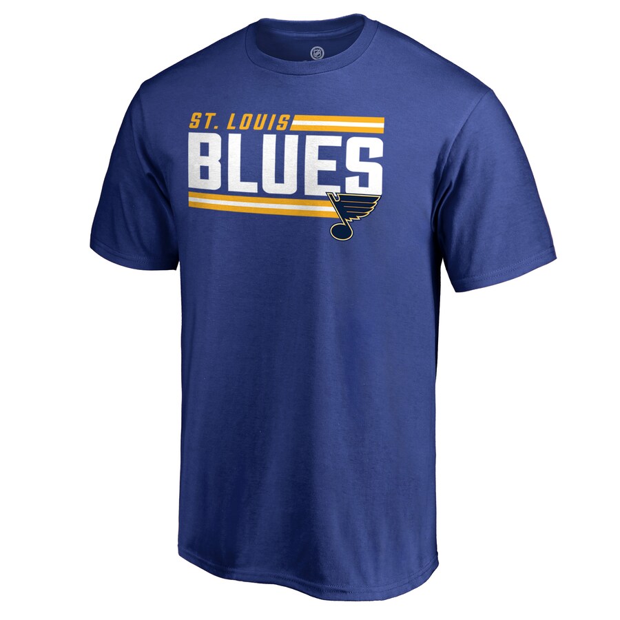 Men's St. Louis Blues Royal Iconic Collection On Side Stripe T-Shirt - Puhuasuan