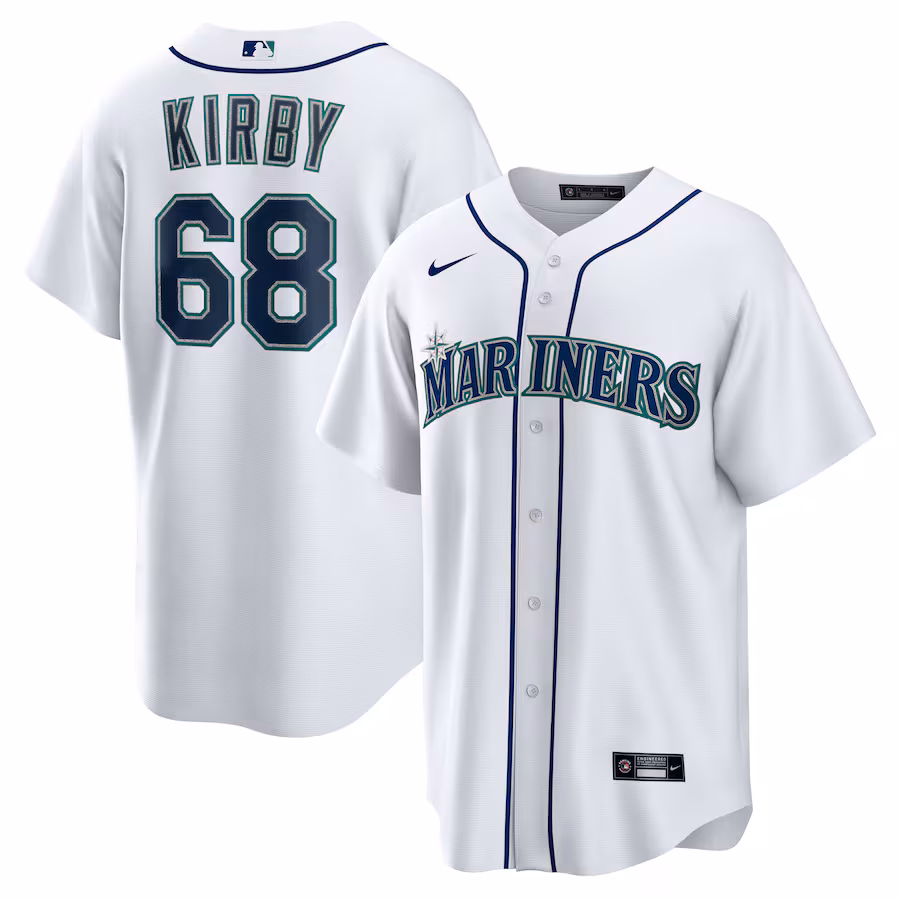 Men's Seattle Mariners George Kirby Nike White Home Replica Jersey - Puhuasuan