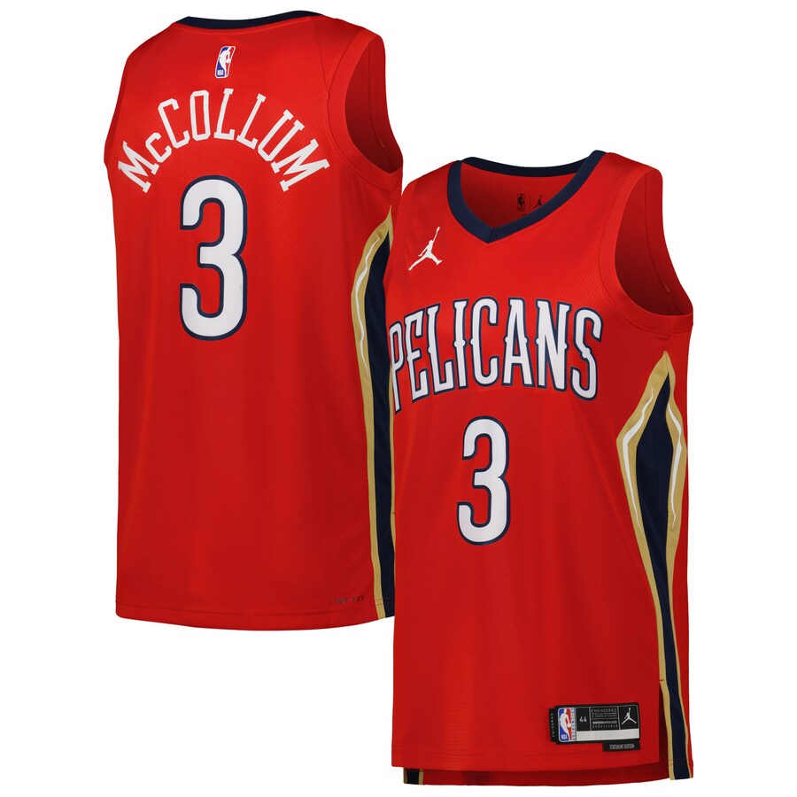 Unisex New Orleans Pelicans CJ McCollum Jordan Brand Red Swingman Jersey - Statement Edition - Puhuasuan
