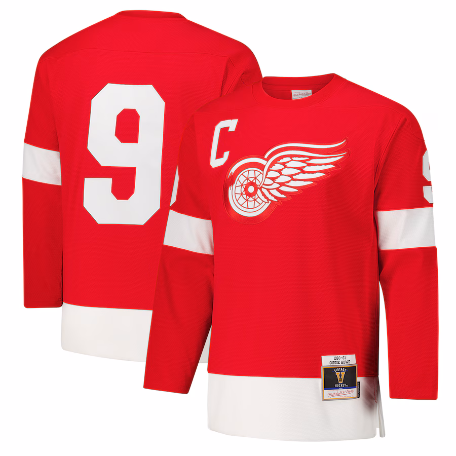 Men's Detroit Red Wings Gordie Howe Red 1960-61 Power Play Jersey - Puhuasuan