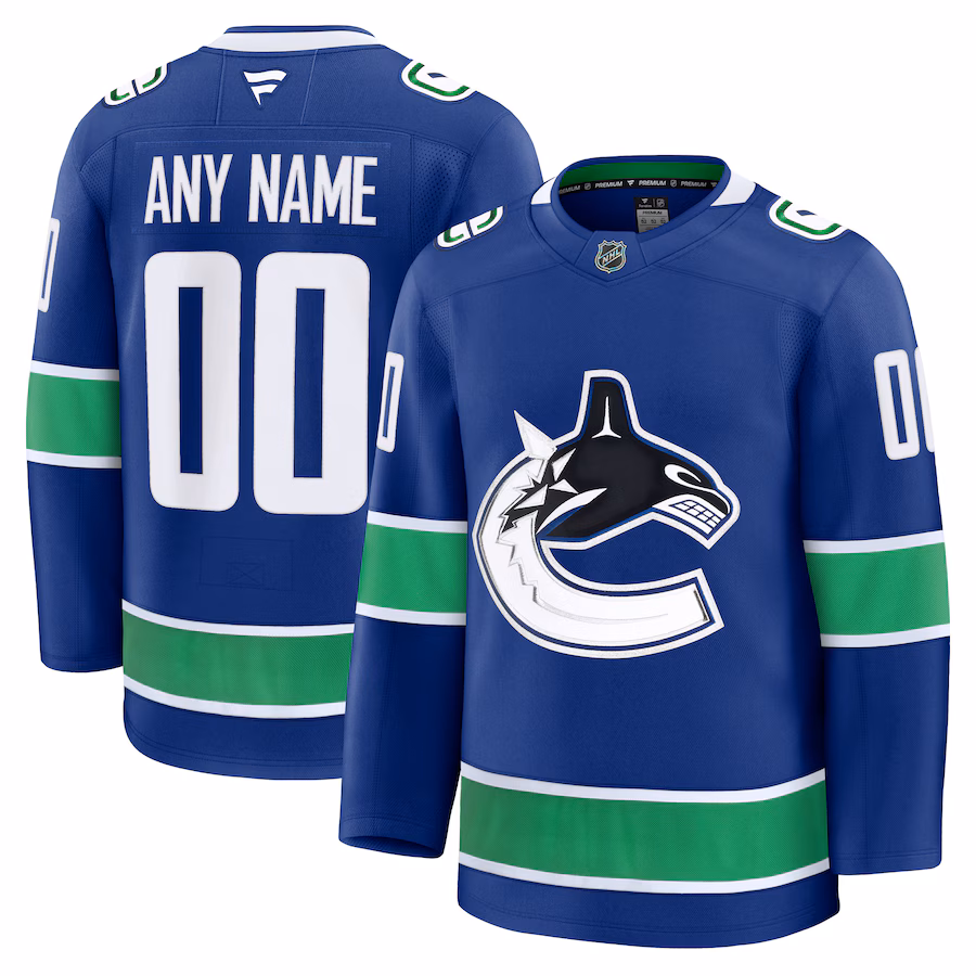 Men's Vancouver Canucks Fanatics Blue Home Premium Custom Jersey - Puhuasuan