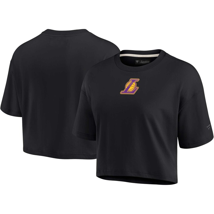 Women's Los Angeles Lakers Fanatics Black Elements Super Soft Boxy Cropped T-Shirt - Puhuasuan