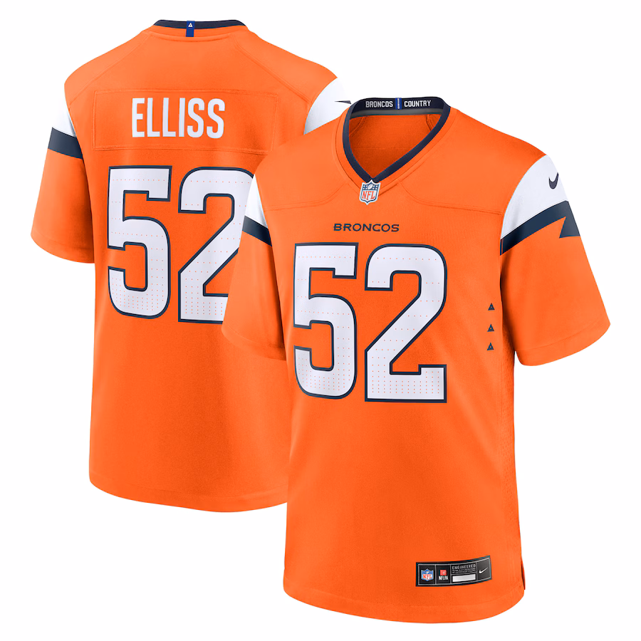 Men's Denver Broncos Jonah Elliss Nike Orange Team Game Jersey - Puhuasuan