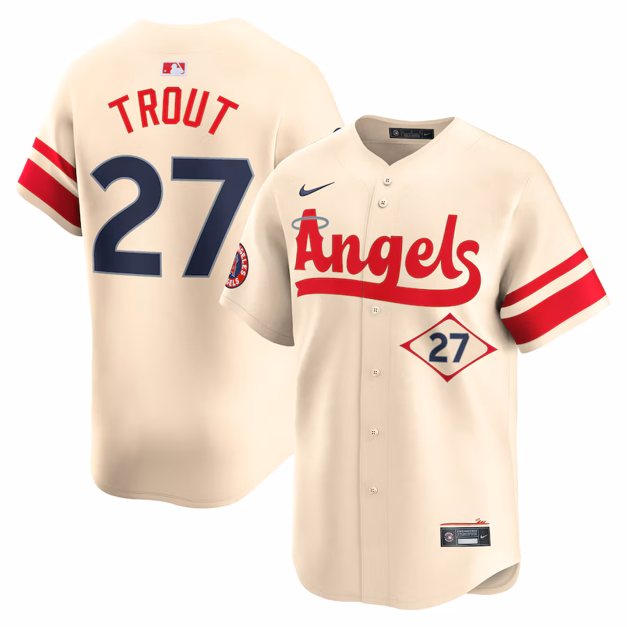 Men's Los Angeles Angels Mike Trout Nike Cream City Connect Limited Player Jersey - Puhuasuan
