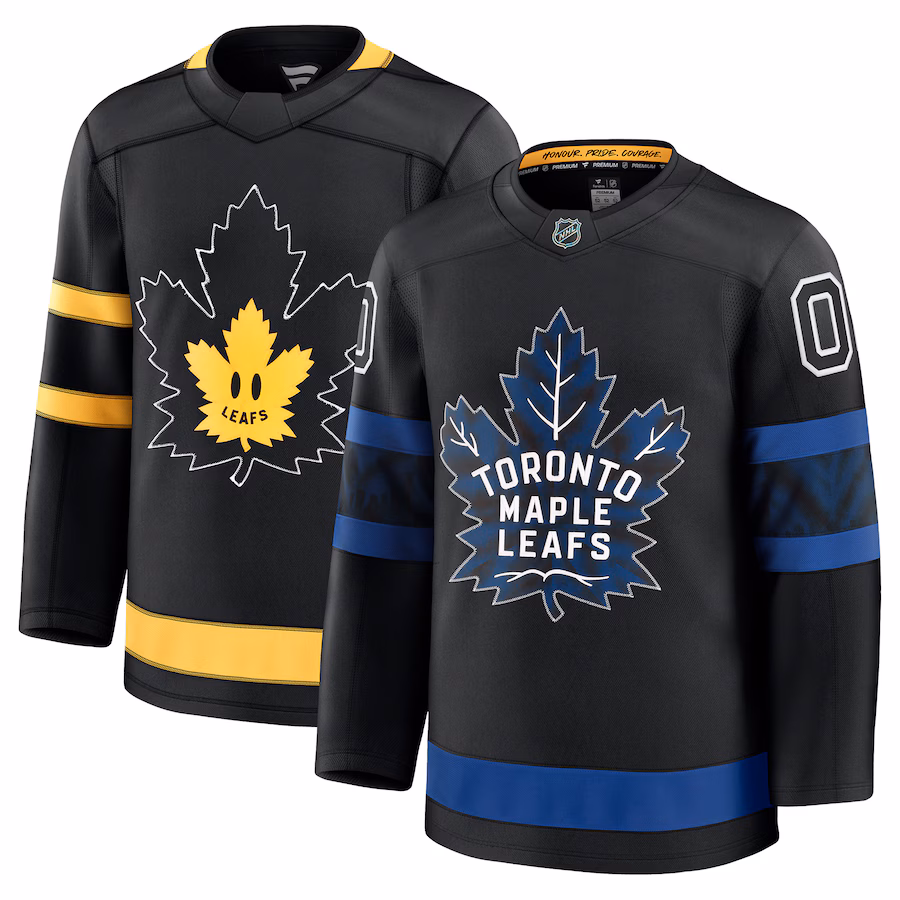 Men's Toronto Maple Leafs x drew house Fanatics Black Alternate Premium Custom Jersey - Puhuasuan