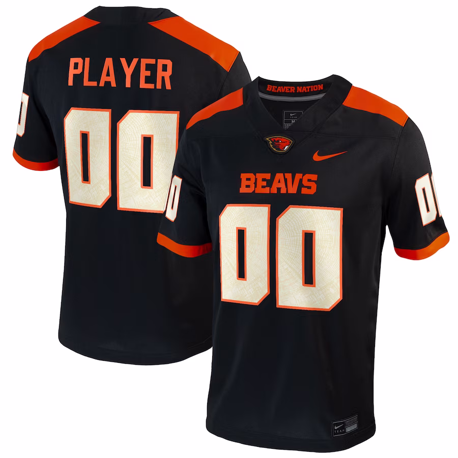 Oregon State Beavers Nike Pick-A-Player NIL Replica Football Jersey - Black - Puhuasuan