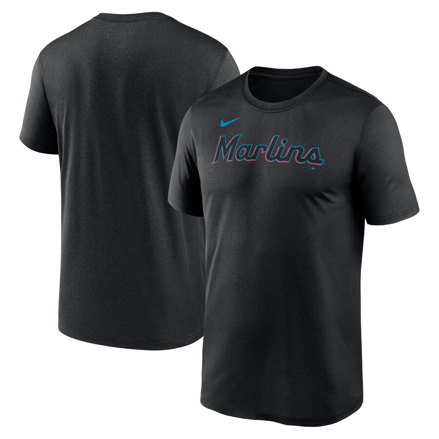 Men's Miami Marlins Nike Black Legend Fuse Wordmark T-Shirt - Puhuasuan