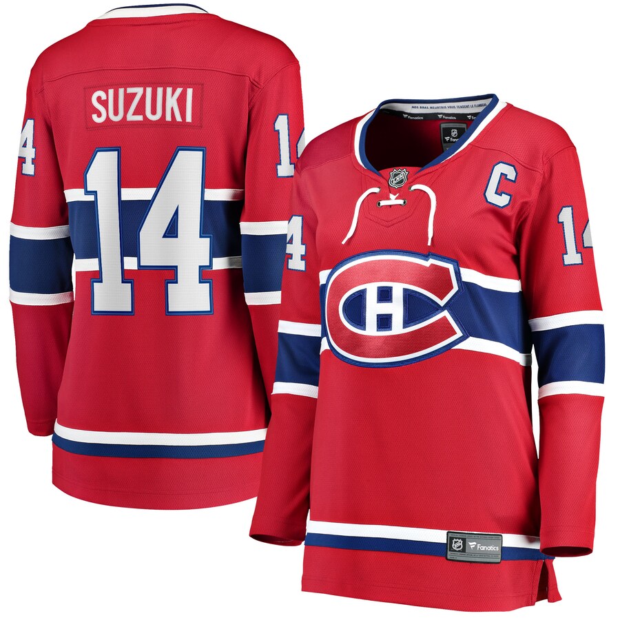 Women's Montreal Canadiens Nick Suzuki Fanatics Branded Red Home Captain Patch Breakaway Player Jersey - Puhuasuan