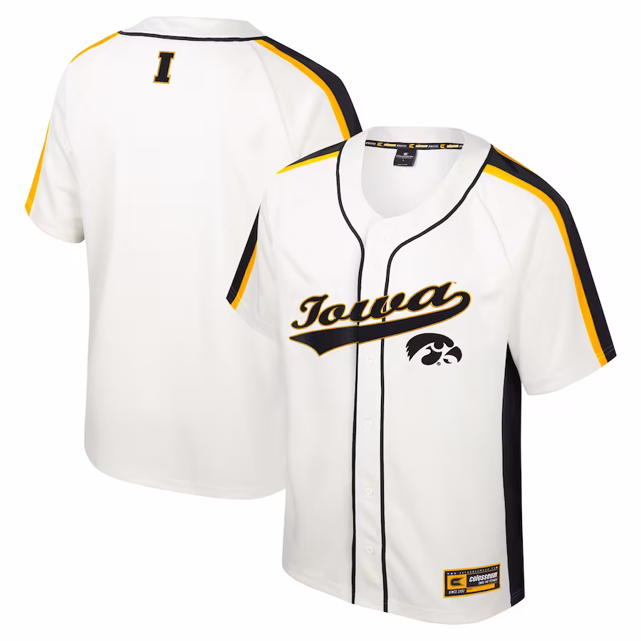 Iowa Hawkeyes Colosseum Ruth Button-Up Baseball Jersey - Cream - Puhuasuan