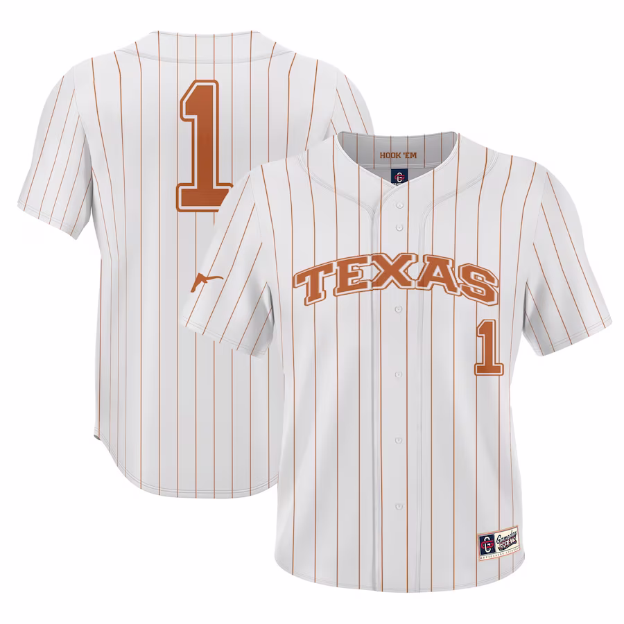 #1 Texas Longhorns GameDay Greats Lightweight Baseball Jersey - White - Puhuasuan