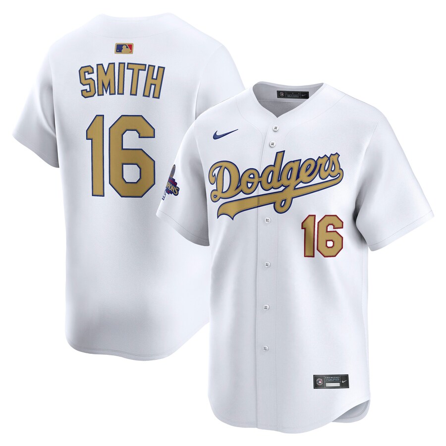 Men's Los Angeles Dodgers Will Smith Nike White 2025 Gold Collection Limited Jersey - Puhuasuan