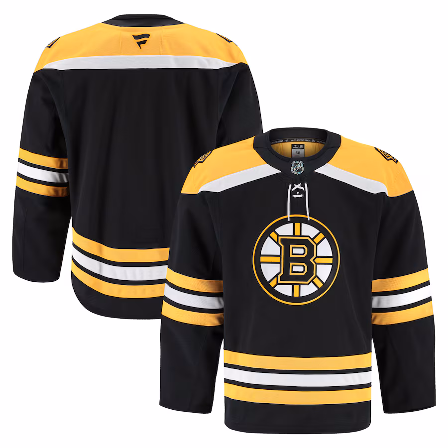 Men's Boston Bruins Fanatics Black Home Authentic Pro Jersey - Puhuasuan