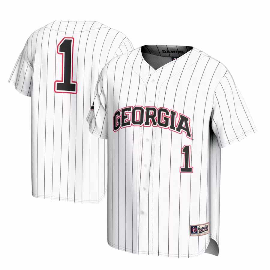 #1 Georgia Bulldogs GameDay Greats Youth Lightweight Baseball Jersey - White - Puhuasuan