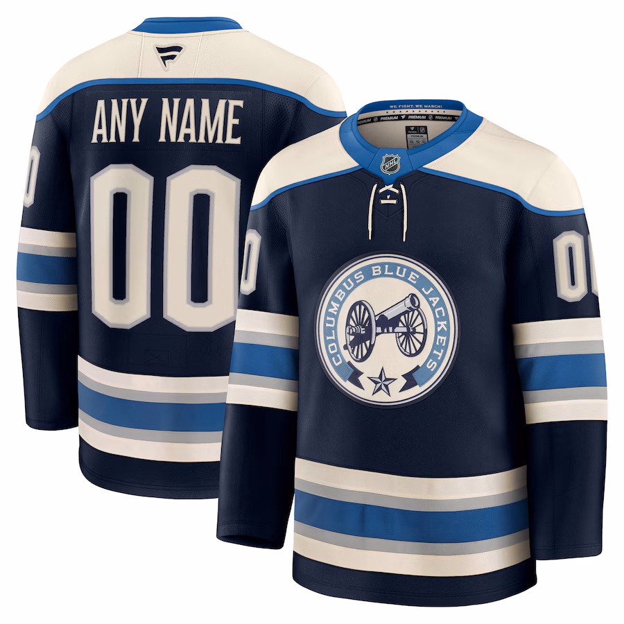 Men's Columbus Blue Jackets Fanatics Navy Alternate Premium Custom Jersey - Puhuasuan
